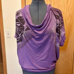 Vanilla Sugar Purple Floral Cowl Neck Blouse